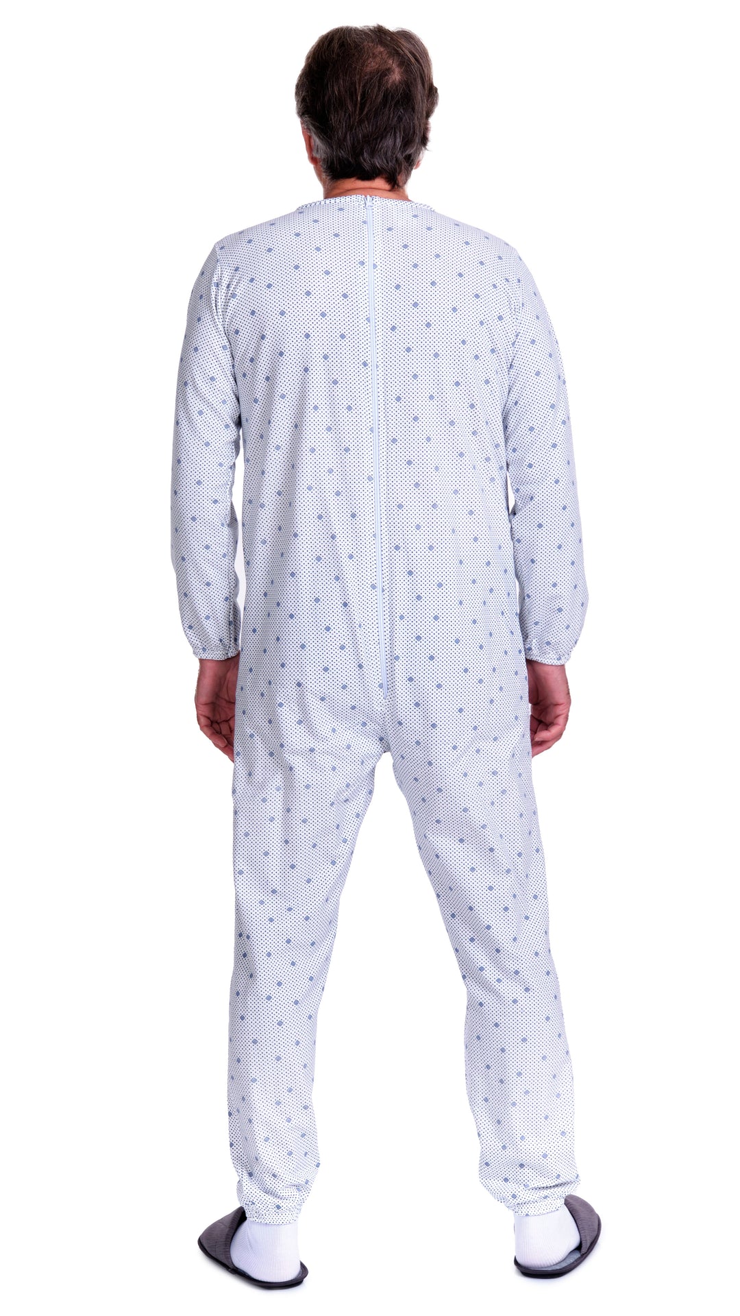 Warmer Winter-Pflegeoverall aus Baumwoll-Sweatstoff mit Beinreißverschluss - 9012-F/2