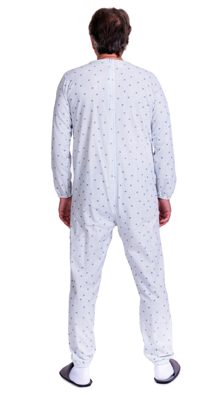 Warmer Winter-Pflegeoverall aus Baumwoll-Sweatstoff mit Beinreißverschluss - 9012-F/2