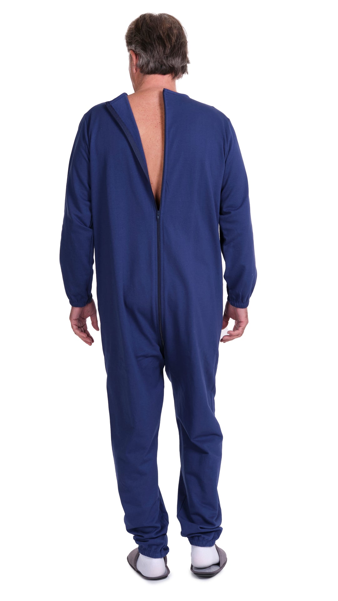 Unisex Winter-Pflegeschlafanzug aus Sweatstoff | mit durchgehendem Reißverschluss am Rücken | für Senioren &amp; bei Demenz | Ferrucci Comfort - 9078-F