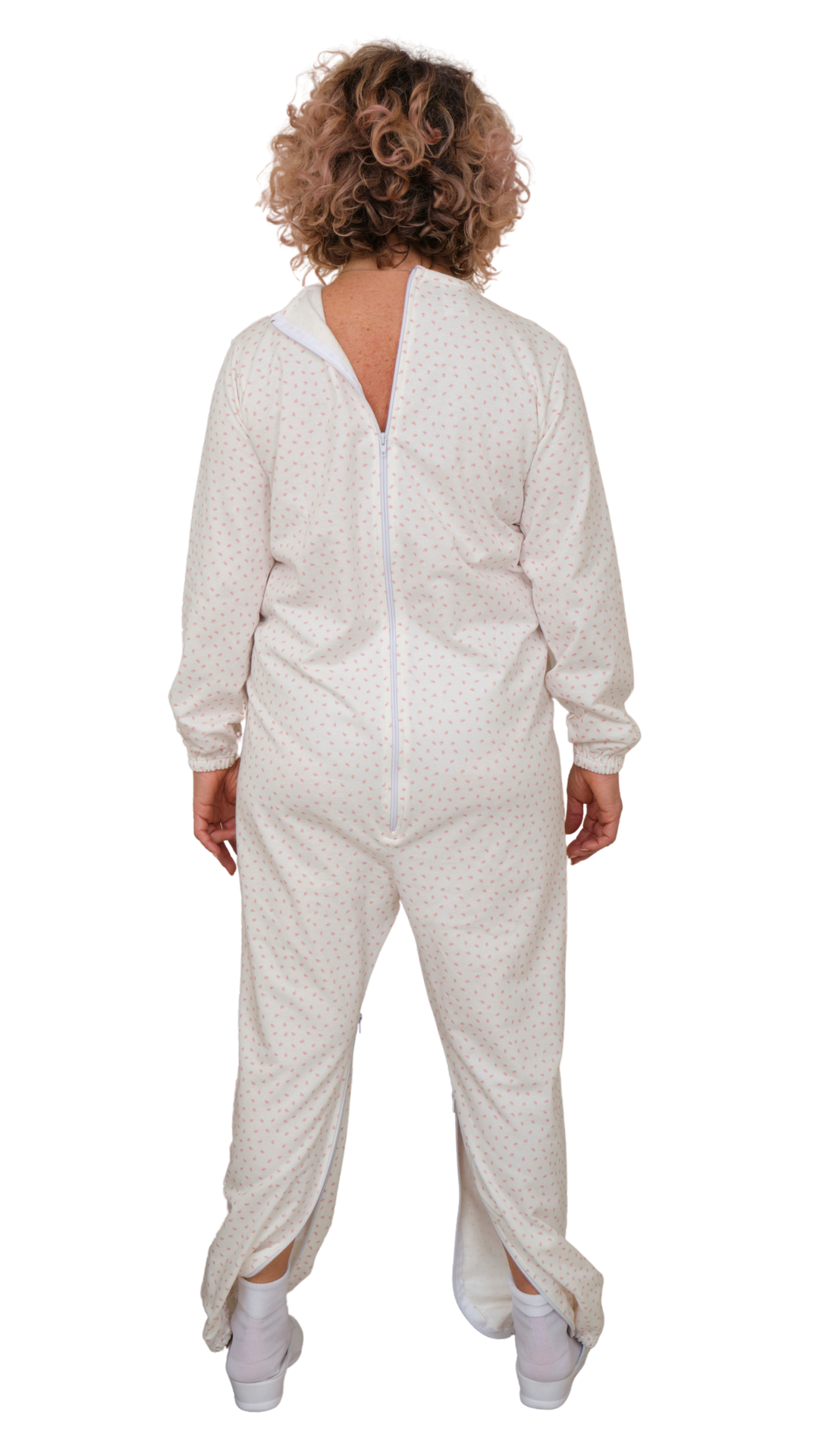 Warmer Winter-Pflegeoverall aus Baumwoll-Sweatstoff mit Beinreißverschluss - 9012-F/2