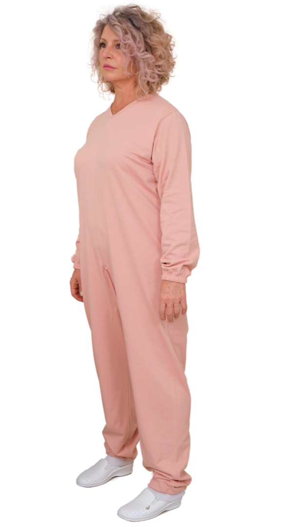 Unisex Winter-Pflegeschlafanzug aus Sweatstoff | mit durchgehendem Reißverschluss am Rücken | für Senioren &amp; bei Demenz | Ferrucci Comfort - 9078-F