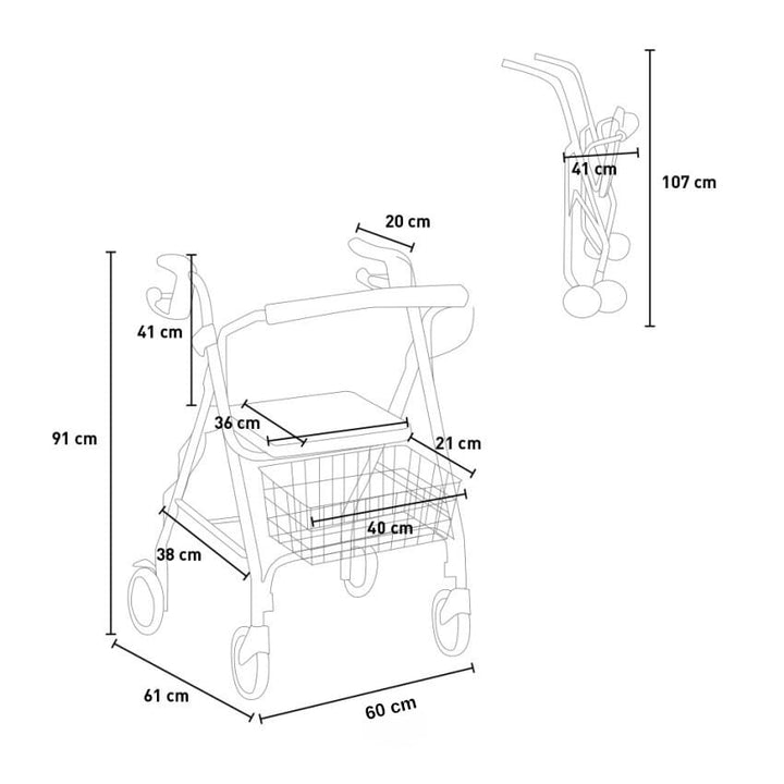 Professioneller &amp; leichter Aluminium-Rollator | Faltbar &amp; bis 120 kg belastbar