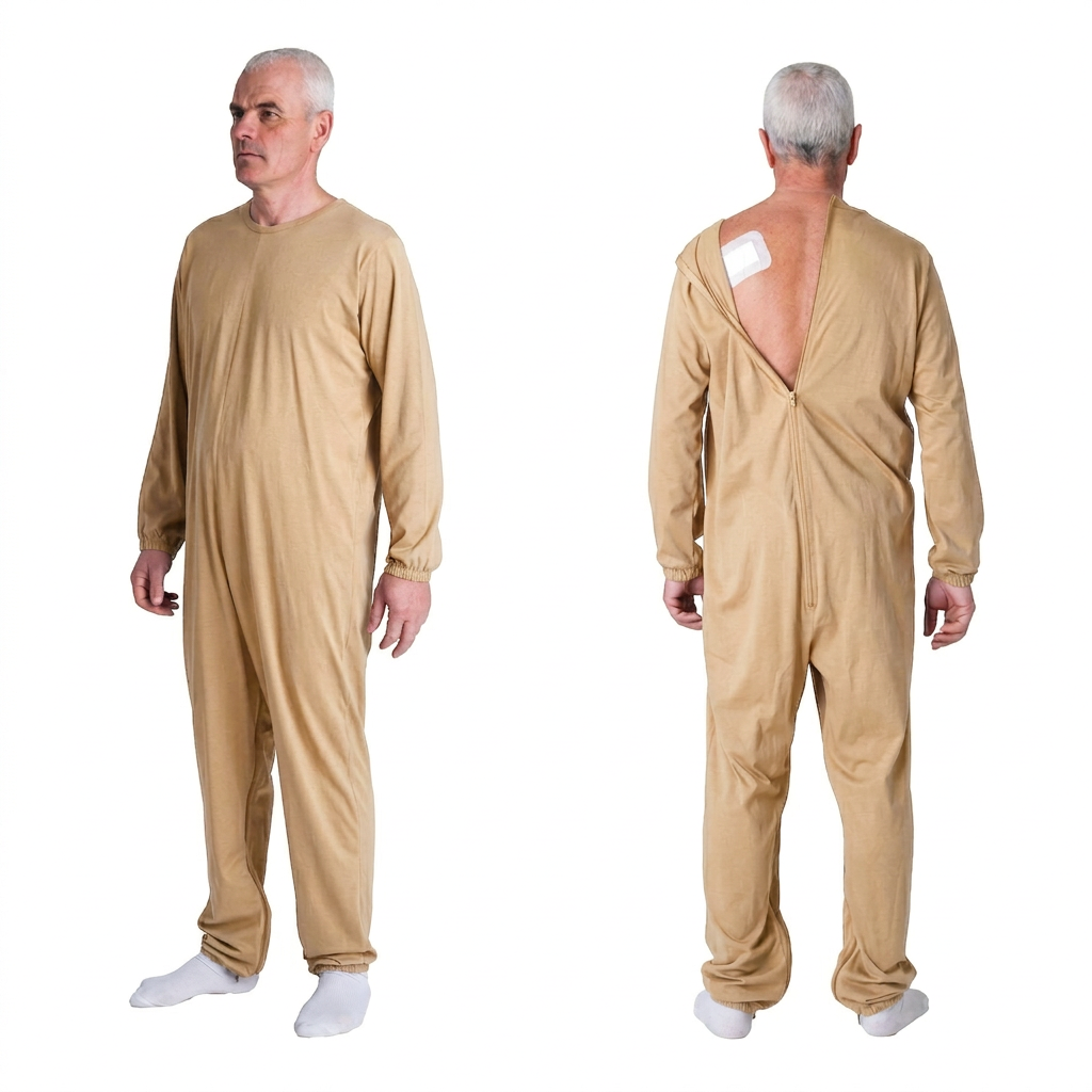 Pigiama Sanitario Girocollo Zip in 100% Cotone CON 3 Zip Manica Lunga e Pantalone Lungo - 9015/2 ML PL