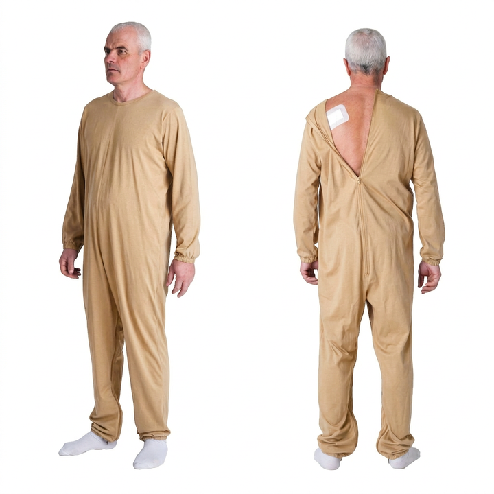 Pigiama Sanitario Girocollo Zip in 100% Cotone CON 3 Zip Manica Lunga e Pantalone Lungo - 9015/2 ML PL